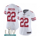 Women's San Francisco 49ers #22 Matt Breida White Vapor Untouchable Limited Player Super Bowl LIV Bound Football Jersey