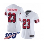 Women's San Francisco 49ers #23 Ahkello Witherspoon Limited White Rush Vapor Untouchable 100th Season Football Jersey