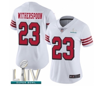 Women's San Francisco 49ers #23 Ahkello Witherspoon Limited White Rush Vapor Untouchable Super Bowl LIV Bound Football Jersey