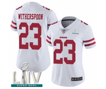 Women's San Francisco 49ers #23 Ahkello Witherspoon White Vapor Untouchable Limited Player Super Bowl LIV Bound Football Jersey