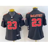 Women's San Francisco 49ers #23 Christian McCaffrey Black Red Fashion Vapor Limited Stitched Jersey