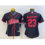 Women's San Francisco 49ers #23 Christian McCaffrey Black With Patch Cool Base Stitched Baseball Jersey