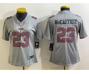 Women's San Francisco 49ers #23 Christian McCaffrey Grey Atmosphere Fashion Stitched Game Jersey