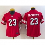 Women's San Francisco 49ers #23 Christian McCaffrey New Red 2023 F.U.S.E. Vapor Untouchable Football Stitched Jersey