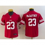 Women's San Francisco 49ers #23 Christian McCaffrey Red 2023 F.U.S.E. Vapor Untouchable Football Stitched Jersey