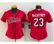 Women's San Francisco 49ers #23 Christian McCaffrey Red Color Rush With Patch Cool Base Stitched Baseball Jersey