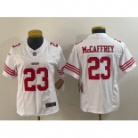 Women's San Francisco 49ers #23 Christian McCaffrey White 2023 F.U.S.E. Vapor Untouchable Football Stitched Jersey