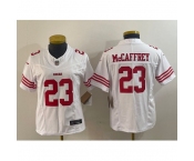 Women's San Francisco 49ers #23 Christian McCaffrey White 2023 F.U.S.E. Vapor Untouchable Football Stitched Jersey