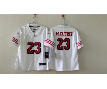 Women's San Francisco 49ers #23 Christian McCaffrey White 2nd Alternate Football Stitched Jersey