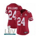 Women's San Francisco 49ers #24 K'Waun Williams Red Team Color Vapor Untouchable Limited Player Super Bowl LIV Bound Football Jersey