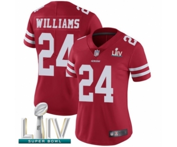 Women's San Francisco 49ers #24 K'Waun Williams Red Team Color Vapor Untouchable Limited Player Super Bowl LIV Bound Football Jersey