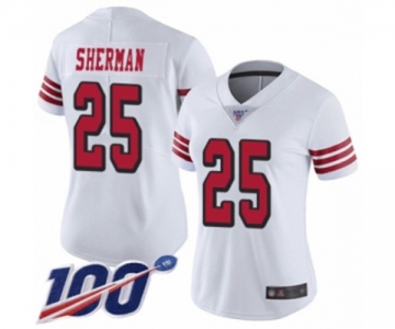 Women's San Francisco 49ers #25 Richard Sherman Limited White Rush Vapor Untouchable 100th Season Football Jersey