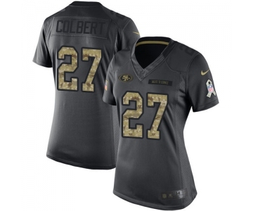 Women's San Francisco 49ers #27 Adrian Colbert Limited Black 2016 Salute to Service Football Jersey