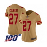 Women's San Francisco 49ers #27 Adrian Colbert Limited Gold Inverted Legend 100th Season Football Jersey