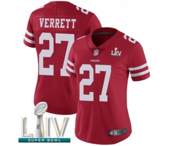 Women's San Francisco 49ers #27 Jason Verrett Red Team Color Vapor Untouchable Limited Player Super Bowl LIV Bound Football Jersey