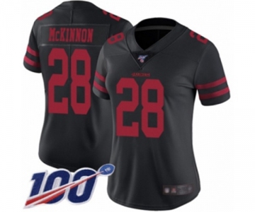 Women's San Francisco 49ers #28 Jerick McKinnon Black Vapor Untouchable Limited Player 100th Season Football Jersey