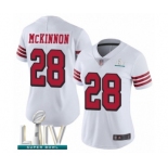 Women's San Francisco 49ers #28 Jerick McKinnon Limited White Rush Vapor Untouchable Super Bowl LIV Bound Football Jersey