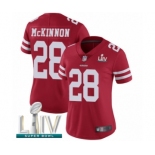 Women's San Francisco 49ers #28 Jerick McKinnon Red Team Color Vapor Untouchable Limited Player Super Bowl LIV Bound Football Jersey