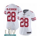 Women's San Francisco 49ers #28 Jerick McKinnon White Vapor Untouchable Limited Player Super Bowl LIV Bound Football Jersey