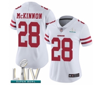 Women's San Francisco 49ers #28 Jerick McKinnon White Vapor Untouchable Limited Player Super Bowl LIV Bound Football Jersey