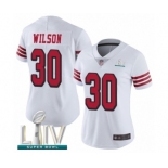 Women's San Francisco 49ers #30 Jeff Wilson Limited White Rush Vapor Untouchable Super Bowl LIV Bound Football Jersey