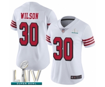 Women's San Francisco 49ers #30 Jeff Wilson Limited White Rush Vapor Untouchable Super Bowl LIV Bound Football Jersey