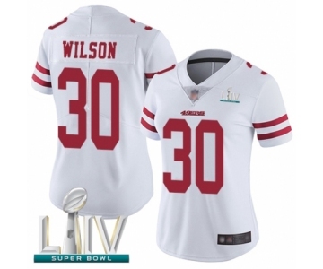 Women's San Francisco 49ers #30 Jeff Wilson White Vapor Untouchable Limited Player Super Bowl LIV Bound Football Jersey