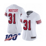 Women's San Francisco 49ers #31 Raheem Mostert Limited White Rush Vapor Untouchable 100th Season Football Jersey