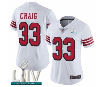 Women's San Francisco 49ers #33 Roger Craig Limited White Rush Vapor Untouchable Super Bowl LIV Bound Football Jersey