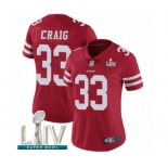 Women's San Francisco 49ers #33 Roger Craig Red Team Color Vapor Untouchable Limited Player Super Bowl LIV Bound Football Jersey