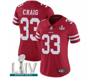 Women's San Francisco 49ers #33 Roger Craig Red Team Color Vapor Untouchable Limited Player Super Bowl LIV Bound Football Jersey