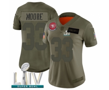 Women's San Francisco 49ers #33 Tarvarius Moore Limited Olive 2019 Salute to Service Super Bowl LIV Bound Football Jersey