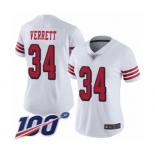 Women's San Francisco 49ers #34 Jason Verrett Limited White Rush Vapor Untouchable 100th Season Football Jersey