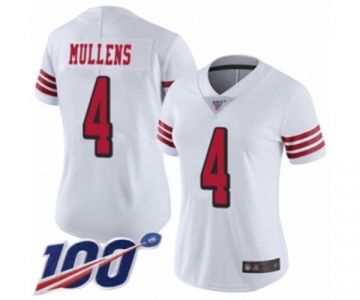 Women's San Francisco 49ers #4 Nick Mullens Limited White Rush Vapor Untouchable 100th Season Football Jersey