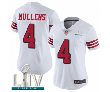 Women's San Francisco 49ers #4 Nick Mullens Limited White Rush Vapor Untouchable Super Bowl LIV Bound Football Jersey