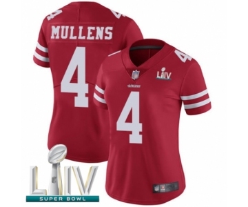 Women's San Francisco 49ers #4 Nick Mullens Red Team Color Vapor Untouchable Limited Player Super Bowl LIV Bound Football Jersey