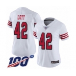 Women's San Francisco 49ers #42 Ronnie Lott Limited White Rush Vapor Untouchable 100th Season Football Jersey