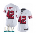 Women's San Francisco 49ers #42 Ronnie Lott Limited White Rush Vapor Untouchable Super Bowl LIV Bound Football Jersey