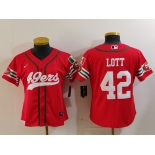 Women's San Francisco 49ers #42 Ronnie Lott Red Mexico Cool Base Stitched Baseball Jersey