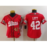 Women's San Francisco 49ers #42 Ronnie Lott Red Mexico Cool Base Stitched Baseball Jerseys