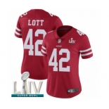 Women's San Francisco 49ers #42 Ronnie Lott Red Team Color Vapor Untouchable Limited Player Super Bowl LIV Bound Football Jersey