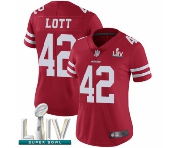 Women's San Francisco 49ers #42 Ronnie Lott Red Team Color Vapor Untouchable Limited Player Super Bowl LIV Bound Football Jersey