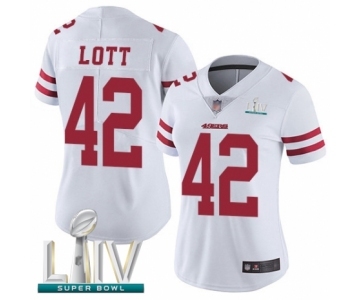 Women's San Francisco 49ers #42 Ronnie Lott White Vapor Untouchable Limited Player Super Bowl LIV Bound Football Jersey