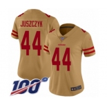 Women's San Francisco 49ers #44 Kyle Juszczyk Limited Gold Inverted Legend 100th Season Football Jersey