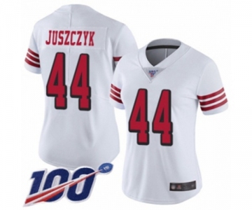 Women's San Francisco 49ers #44 Kyle Juszczyk Limited White Rush Vapor Untouchable 100th Season Football Jersey