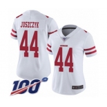 Women's San Francisco 49ers #44 Kyle Juszczyk White Vapor Untouchable Limited Player 100th Season Football Jersey