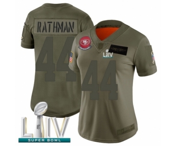 Women's San Francisco 49ers #44 Tom Rathman Limited Olive 2019 Salute to Service Super Bowl LIV Bound Football Jersey