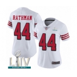 Women's San Francisco 49ers #44 Tom Rathman Limited White Rush Vapor Untouchable Super Bowl LIV Bound Football Jersey