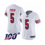 Women's San Francisco 49ers #5 Bradley Pinion Limited White Rush Vapor Untouchable 100th Season Football Jersey