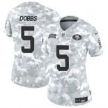 Women's San Francisco 49ers #5 Joshua Dobbs 2024 F.U.S.E Arctic Camo Salute To Service Limited Stitched Jersey